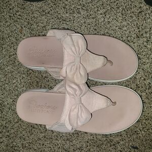 Skechers Pink Bow Thong Sandals